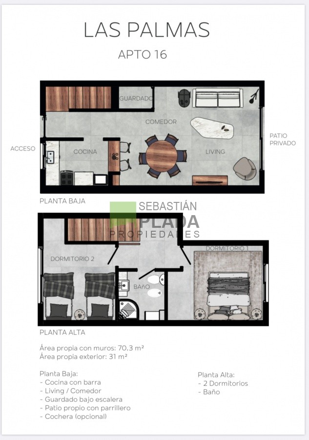 Apartamento ID.313 - A Estrenar! Duplex 2 dormitorios en San Carlos, con cochera.