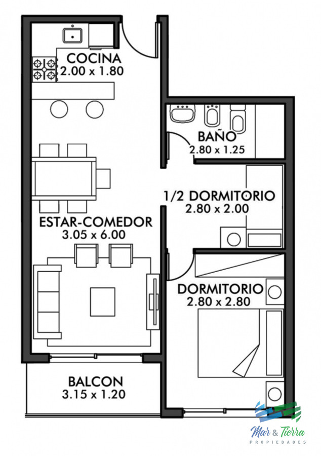Apartamento ID.4376 - Vendo apartamento 1 y 1/2 dormitorios, a estrenar, con buenos servicios, en Punta del Este