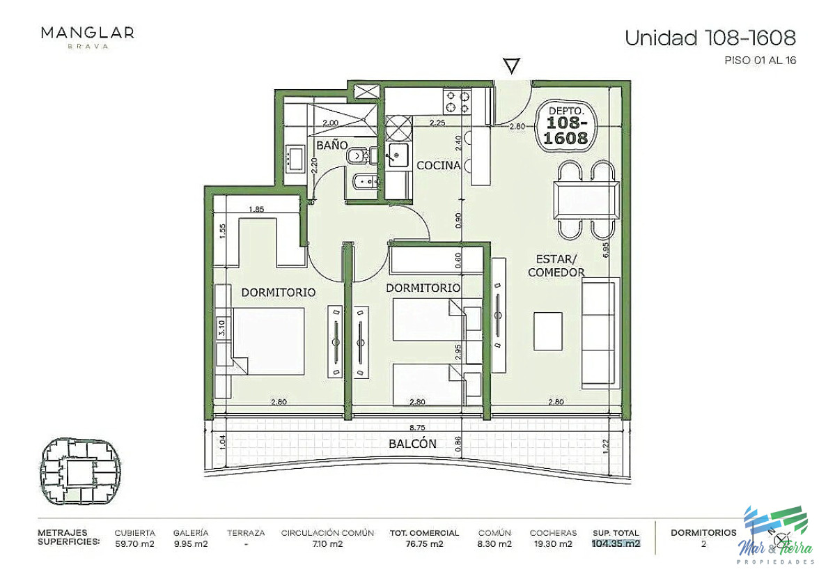 Apartamento ID.5668 - Venta de apartamento 2 dormitorios un baño en playa Brava a estrenar 