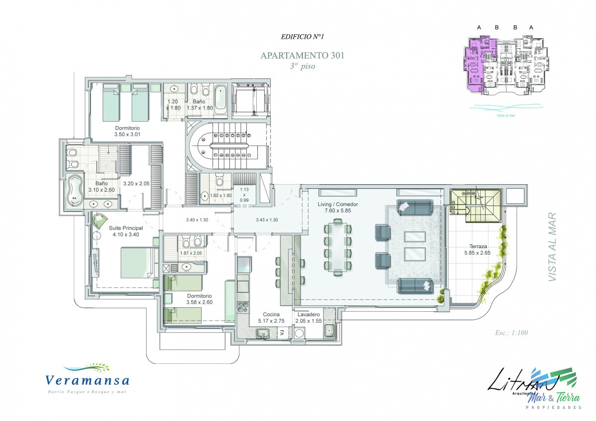 Apartamento ID.3945 - VENTA de Pent Huse sobre playa Mansa de 4 suites con todos los servicios