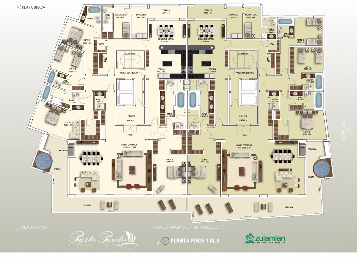 Apartamento ID.712 - Exclusivo Semipiso de 4 suites - Punta del Este, Puerto, Venta y Alquiler