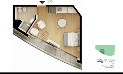 Apartamento, Venta, Prado, Monoambiente