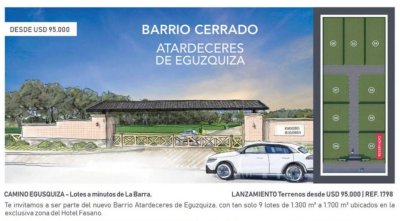BARRIO PRIVADO, ATARDECERES, TERRENO, CHACRA, VENTA, LA BARRA, PUNTA DEL ESTE