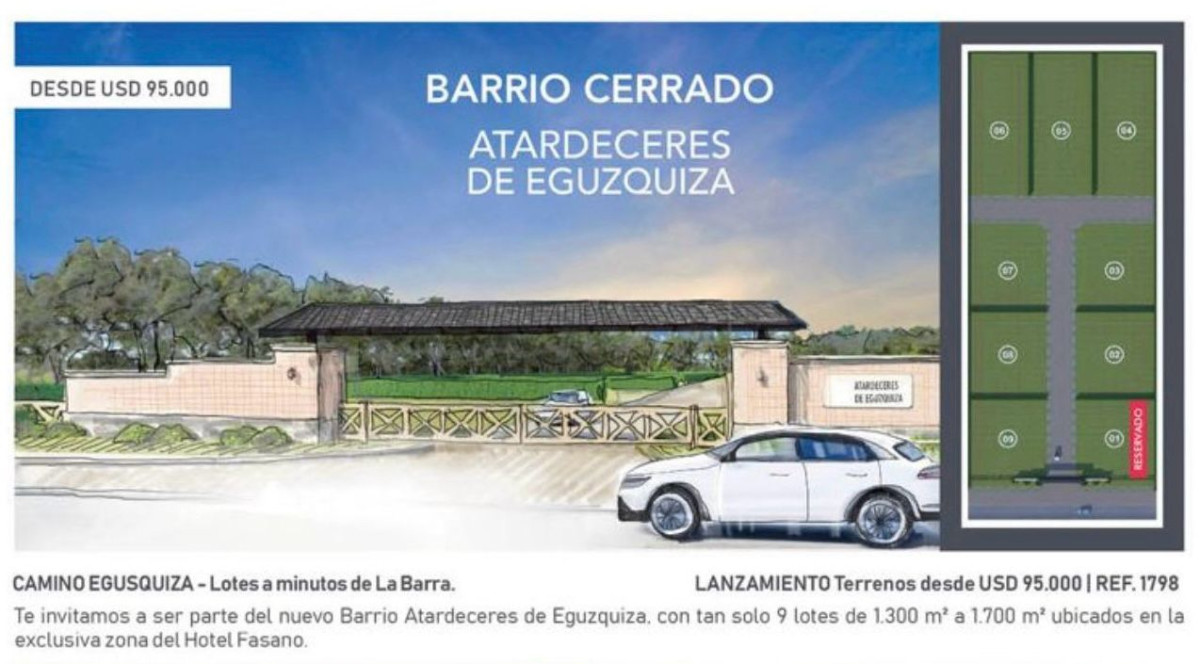 Venta Lote en Barrio Privado La Barra, Punta del Este