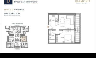 Apartamento en venta de un dormitorio en DIAMOND RESIDENCES - Roosevelt