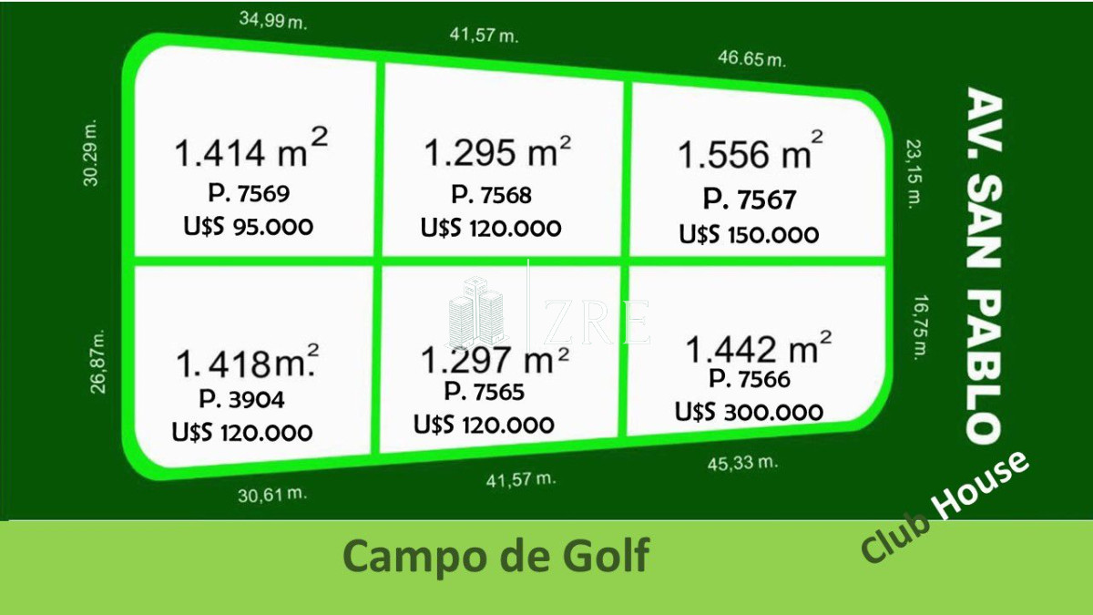 Terreno ID.485 - Venta manzana completa en venta frente al Club de Golf - OPORTUNIDAD