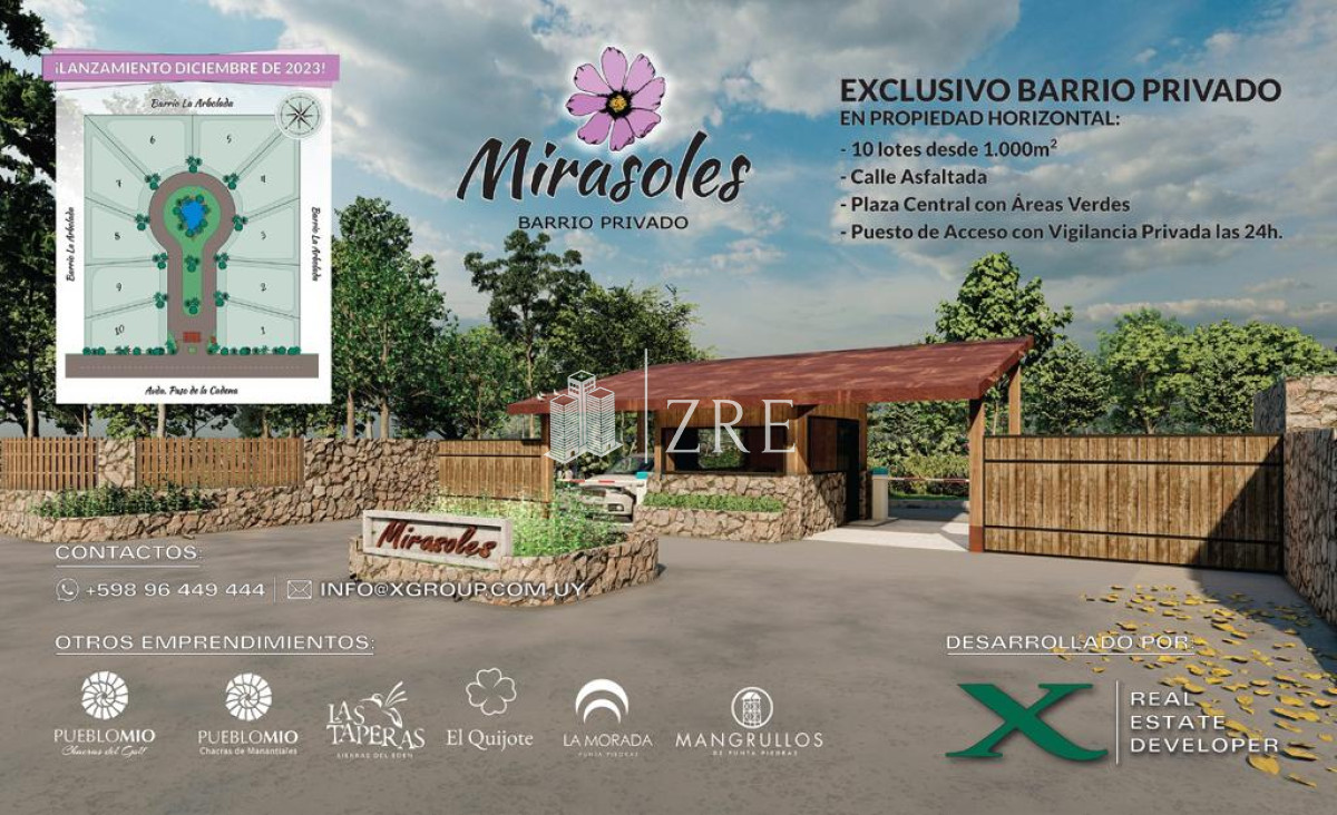 Terreno ID.135 - Venta Lote Barrio Privado Mirasoles - 1085 metros - Punta Del Este 