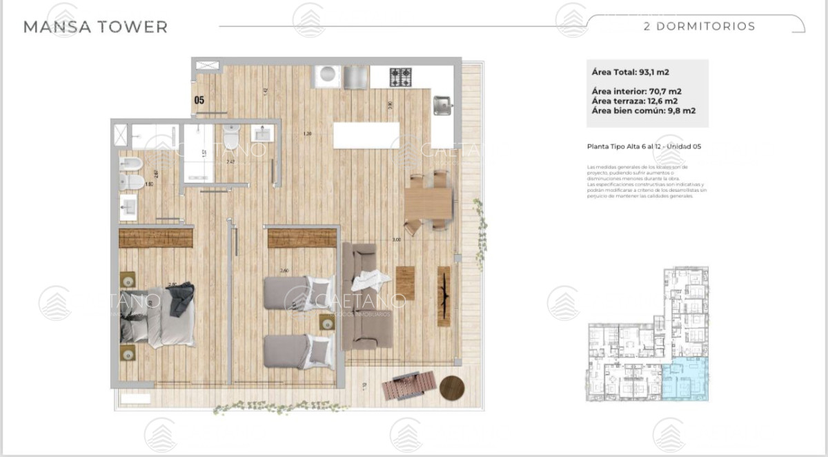 Venta apartamento 2 dormitorios  - Roosevelt  - DMC16687A