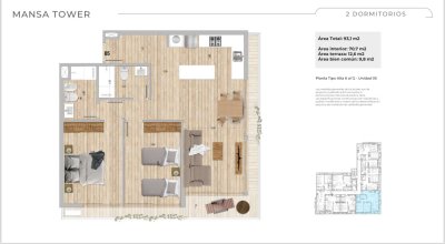 Venta apartamento 2 dormitorios  - Roosevelt 