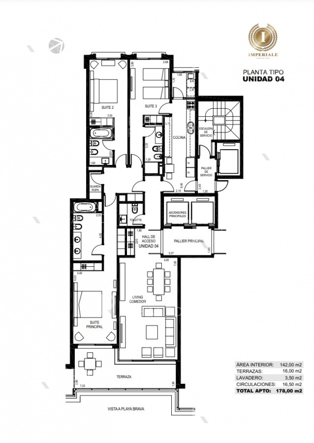 Apartamento ID.803 - Departamento alquiler 3 dormitorios, Imperiale, Punta del Este, Uruguay