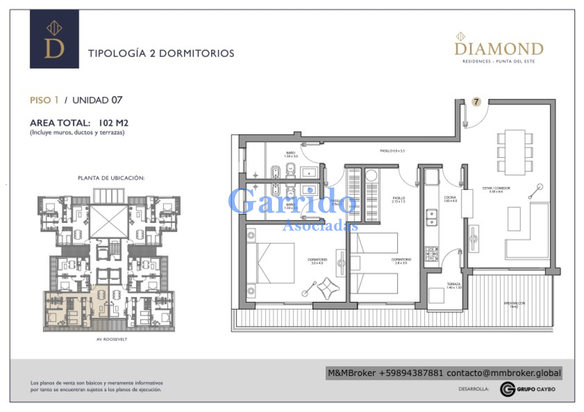 Apartamento ID.3500 - DIAMOND RESIDENCES, 2 DORMITORIOS