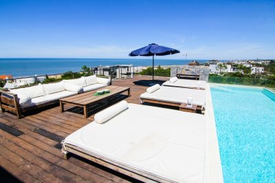 moderna casa de lujo amoblada con piscina climatizada y la mejor vista al mar en punta piedras - drh434c