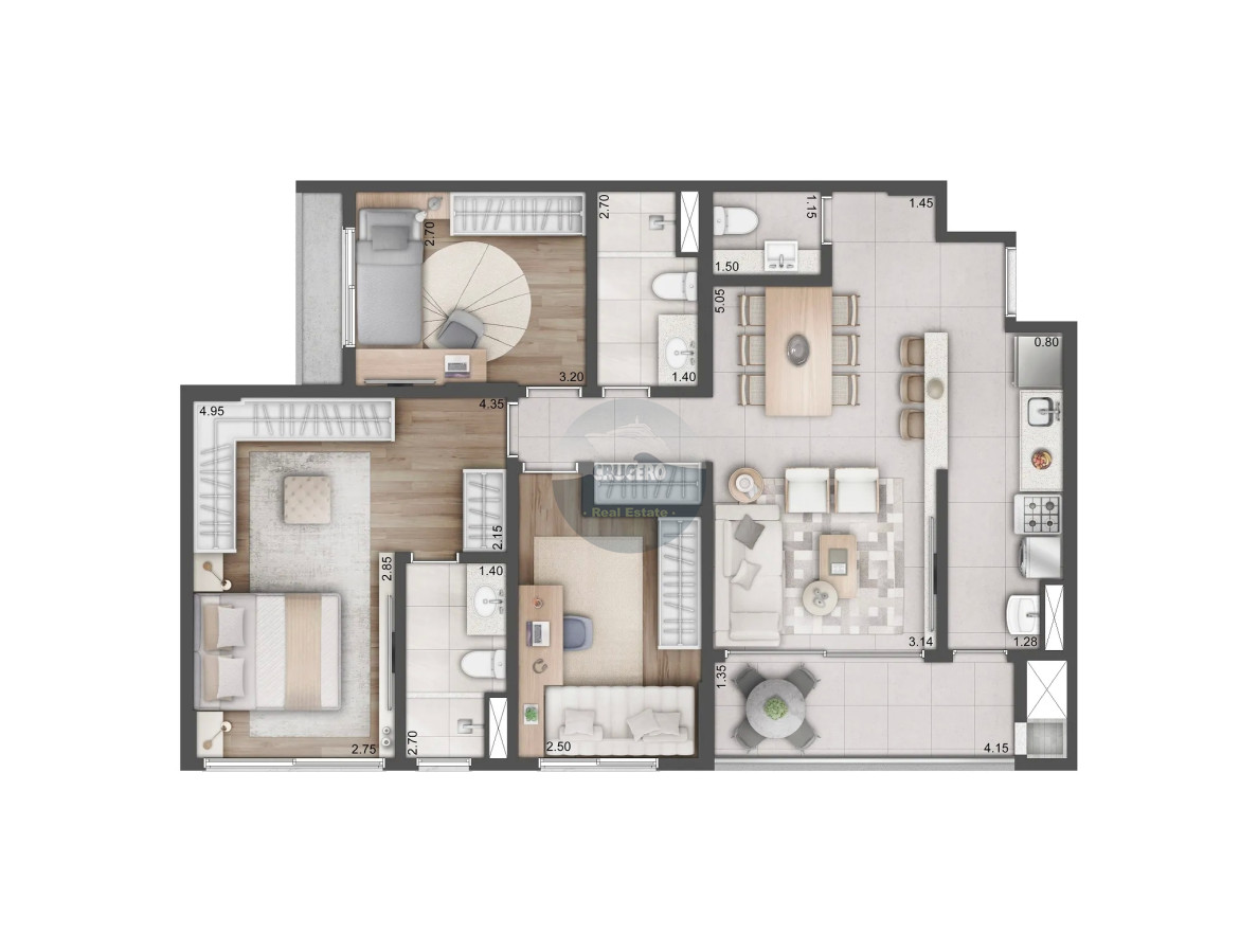Apartamento ID.6130 - VENDA APARTAMENTO NOVO EN BOA VISTA DE 3 DORMITORIOS
