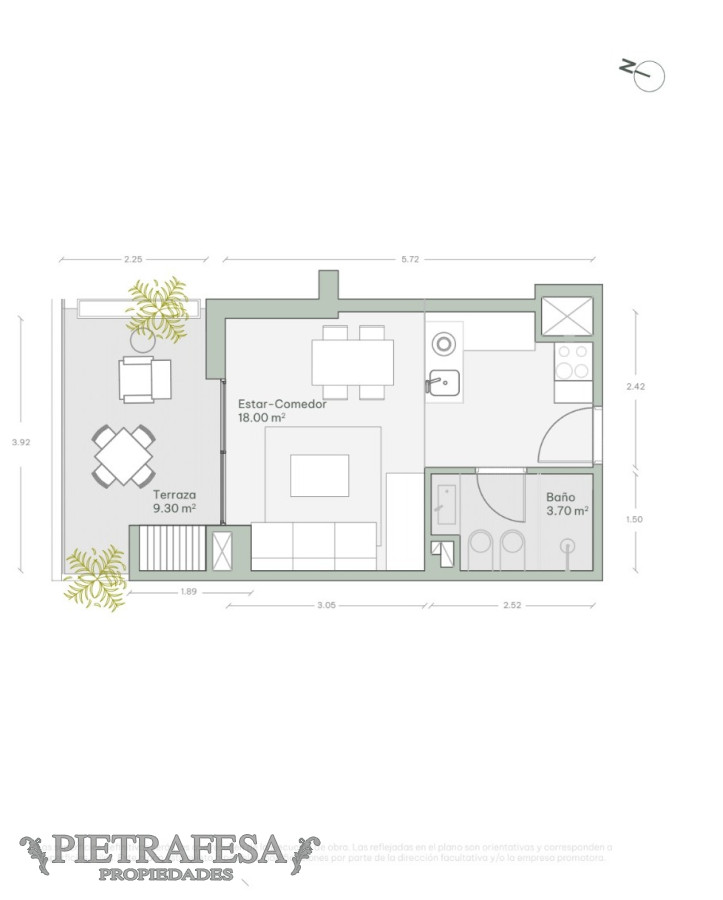 Apartamento ID.5248 - Monoambiente a estrenar con terraza con parrillero- Joaquín Requena- Cordón