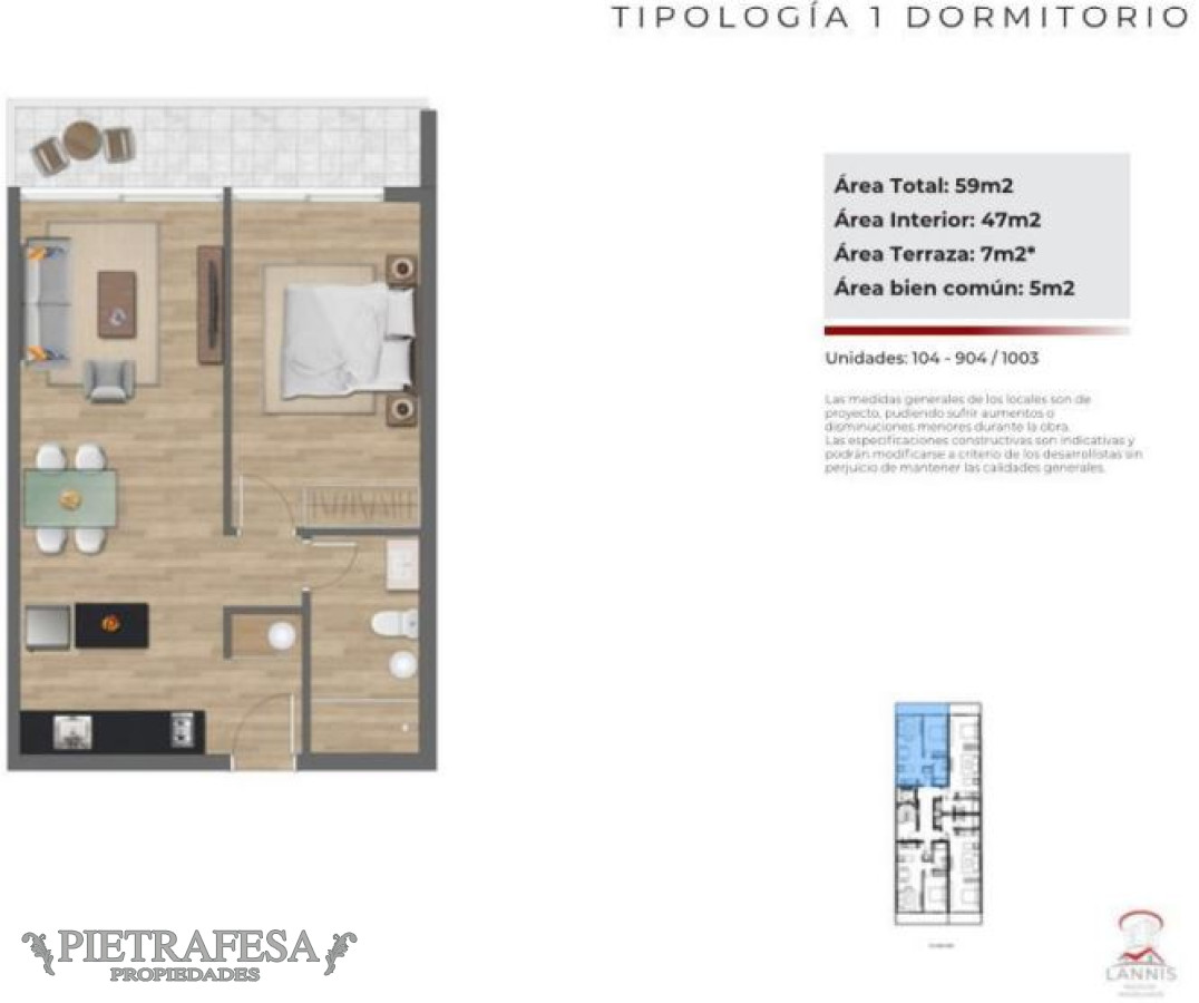 Apartamento ID.9405 - Apto a estrenar 1 dormitorio, 1 baño y terraza-Pocitos