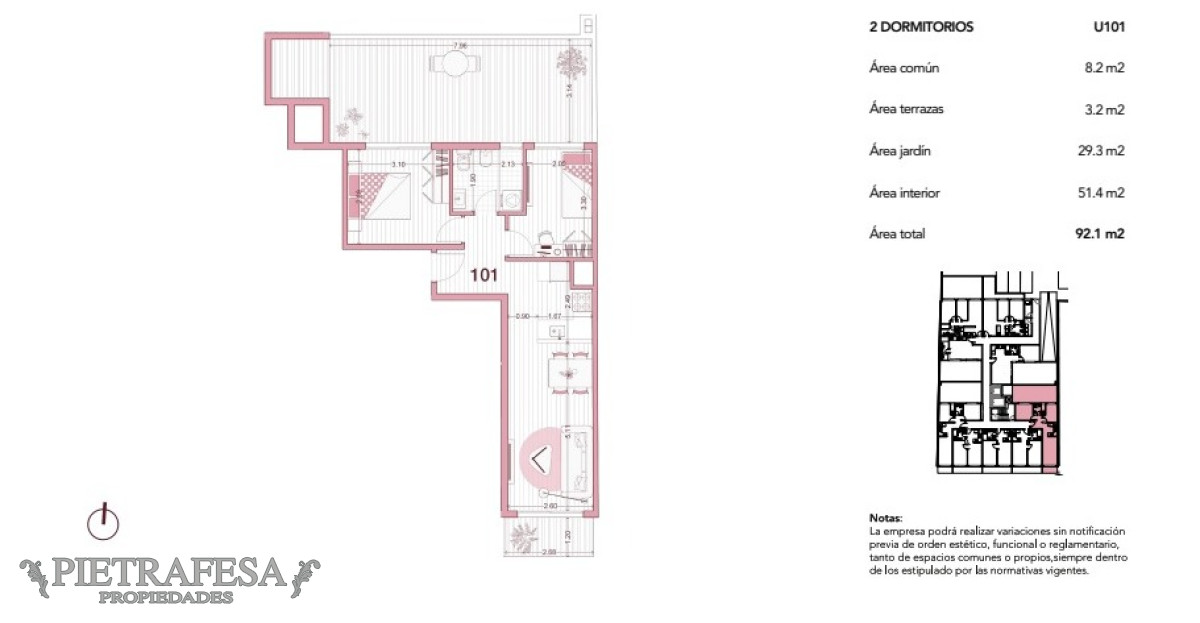 Apartamento ID.9107 - Apto 2 dormitorios, 1 baño y terraza-Cordón