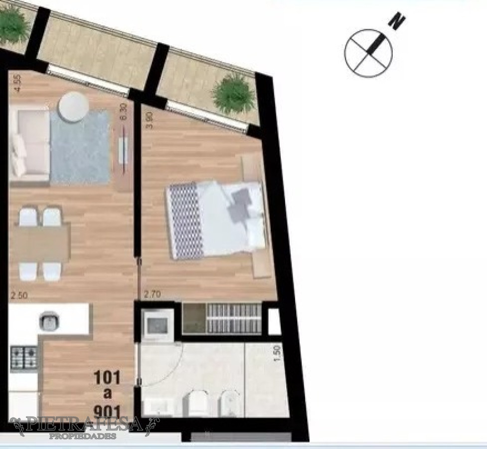 Apartamento ID.8154 - Apartamento a estrenar, 1 dormitorio, 1 baño y terraza- Eduardo Víctor Haedo -Cordón