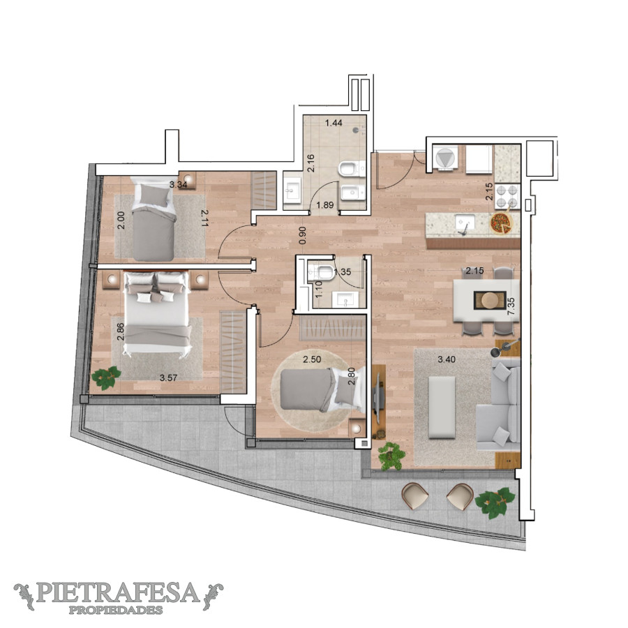 Apartamento ID.6400 - Apartamento en venta a estrenar 3 dormitorios, 2 baños y cochera con terraza- Av. de las Américas-Carrasco