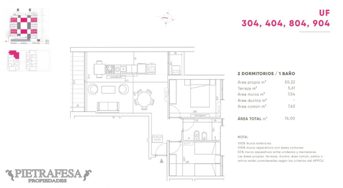 Apartamento ID.7596 - Apartamento a estrenar 2 dormitorio 1 baño y terraza - Canelones- Centro