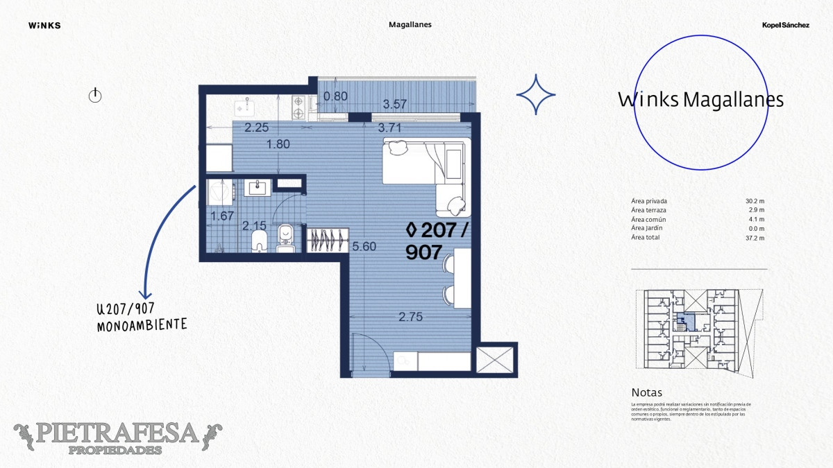 Apartamento ID.8464 - Monoambiente a estrenar- Magallanes- Palermo