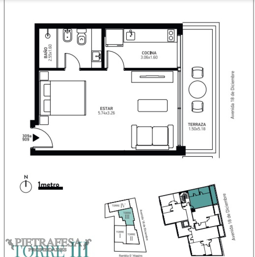 Apartamento ID.1171 -  Monoambiente a estrenar con terraza - Rambla O  higgins - Malvin