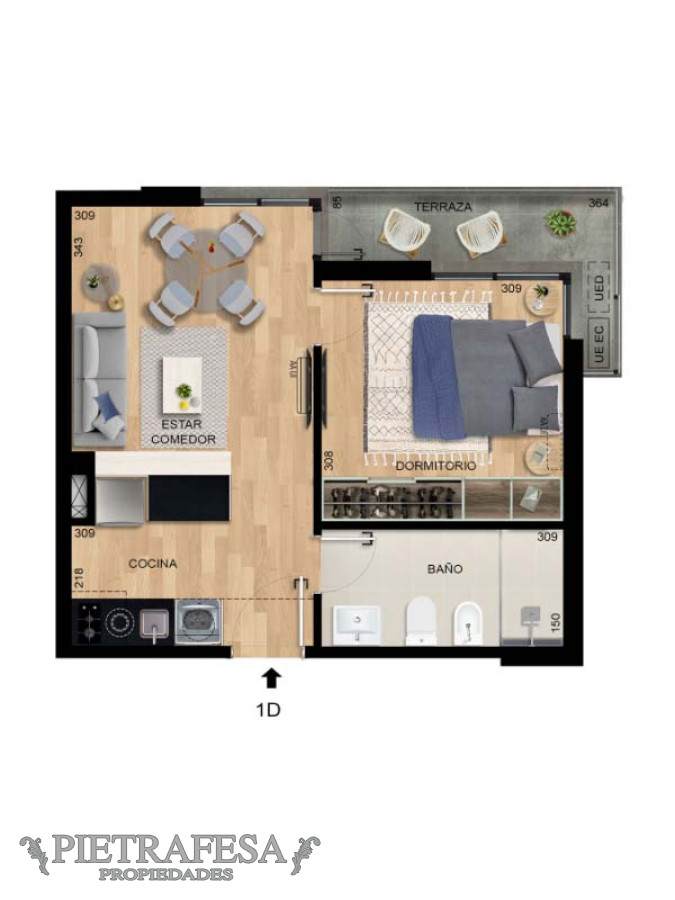 Apartamento ID.7735 - Apartamento a estrenar 1 dormitorio, 1 baño, terraza - Av. Italia- Malvin