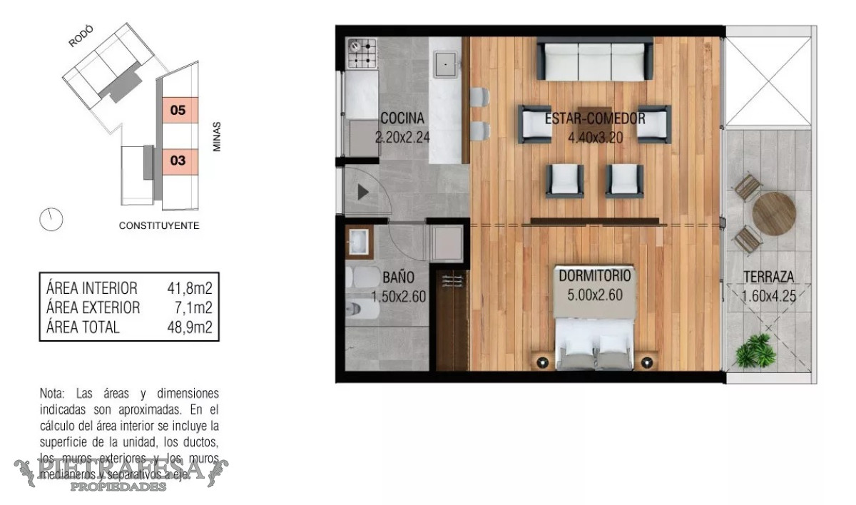 Apartamento ID.10692 - Apto a estrenar 1 dormitorio, 1 baño y terraza-Cordón