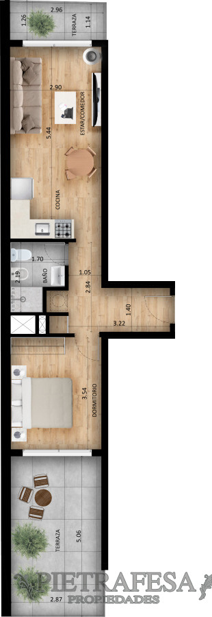 Apartamento ID.12230 - Apto a estrenar 1 dormitorio, 1 baño y terraza-Cordón