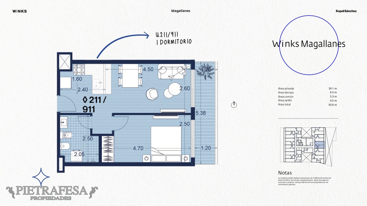 Apartamento ID.8465 - Apartamento a estrenar, 1 dormitorio, 1 baño y terraza-Magallanes- Palermo