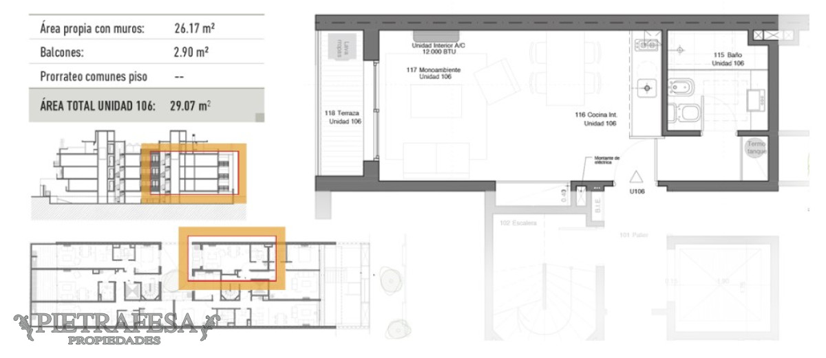 Apartamento ID.7094 - Monoambiente  a estrenar 2 dormitorios, 2 baños, terraza- -Joaquin Núñez-Punta Carretas