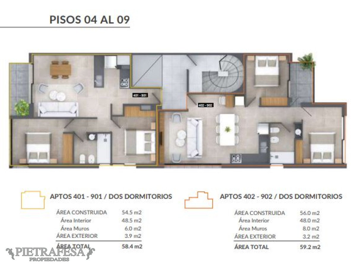Apartamento ID.7395 - Apartamento a estrenar 2 dormitorios, 1 baño y terraza-Libertad- Pocitos