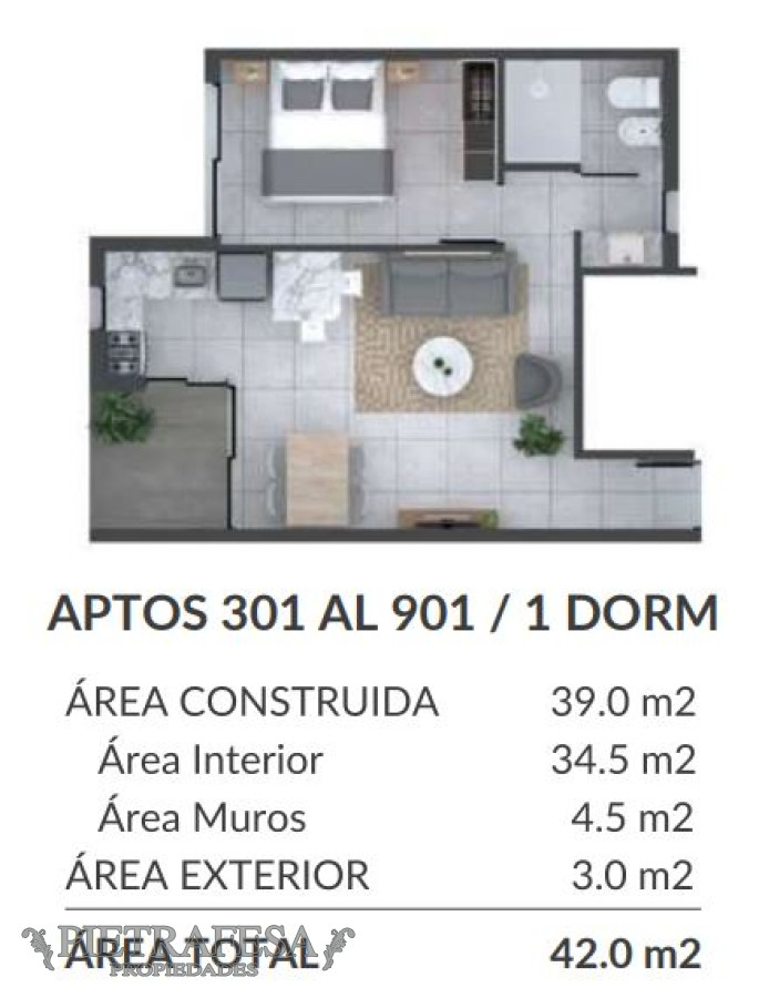 Apartamento ID.12175 - Apto a estrenar 1 dormitorio, 1 baño y terraza-La Blanqueada
