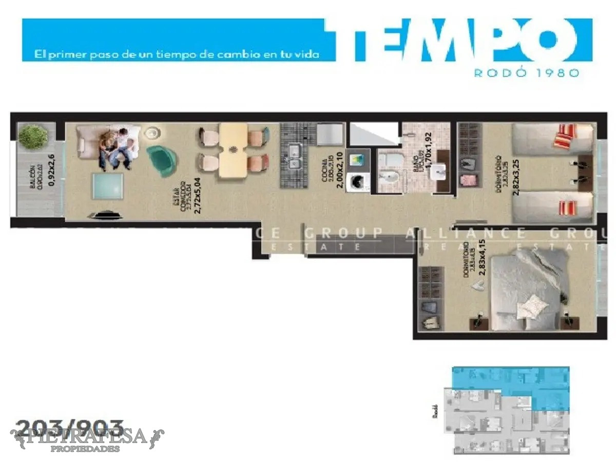 Apartamento ID.12504 - Apto en venta 2 dormitorios, 1 baño-Cordón 