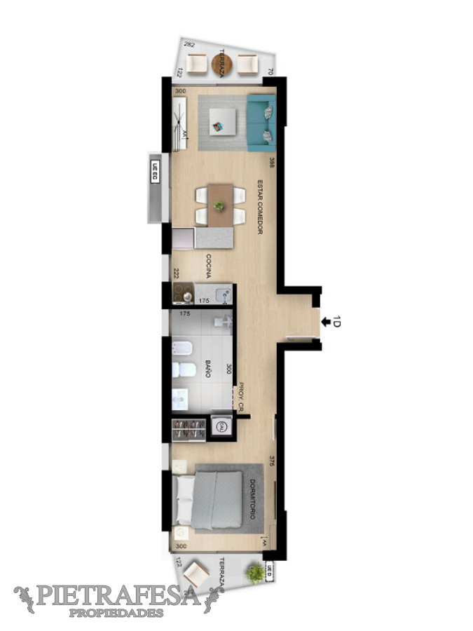 Apartamento ID.7751 - Apartamento en venta a estrenar 1 dormitorio, 1 baño y terraza - Paraguay - Centro
