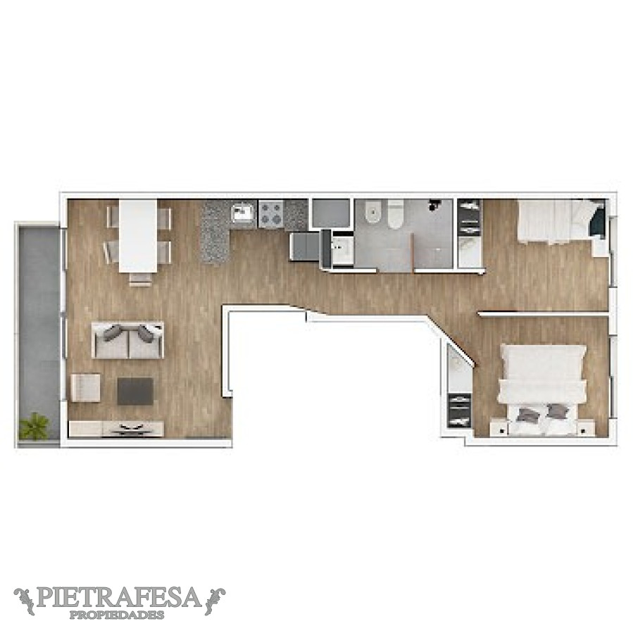 Apartamento ID.5697 - Apartamento a estrenar, 2 dormitorios, 1 baño y terraza- Juan Paullier -Tres Cruces