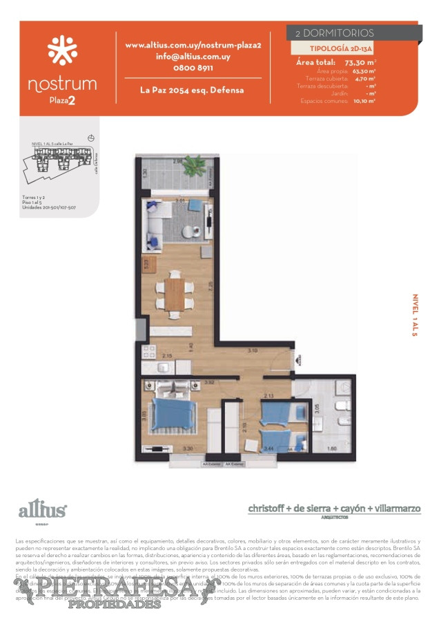 Apartamento ID.8279 - Apartamento en venta a estrenar 2 dormitorios 1 baño y terraza- La Paz- Tres Cruces