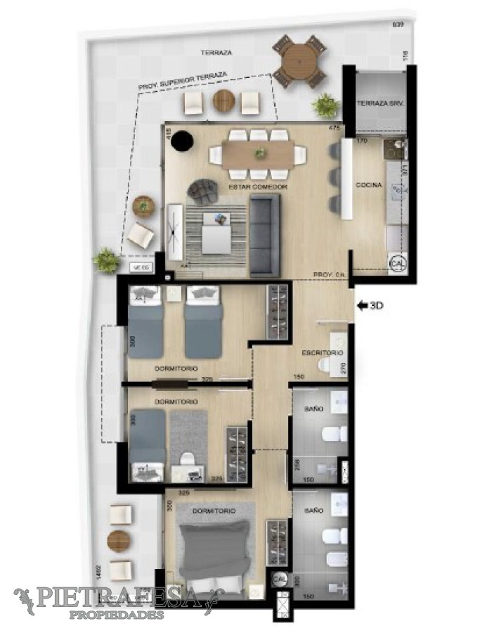 Apartamento ID.7786 - Apartamento en venta a estrenar 3 dormitorios, 2 baños, garaje y terraza - Paraguay - Centro