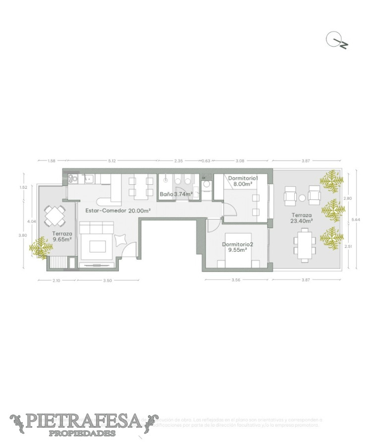Apartamento ID.5358 - Apartamento a estrenar 2 dormitorios, 1 baño, terraza con parrillero - 18 de Julio- Cordón