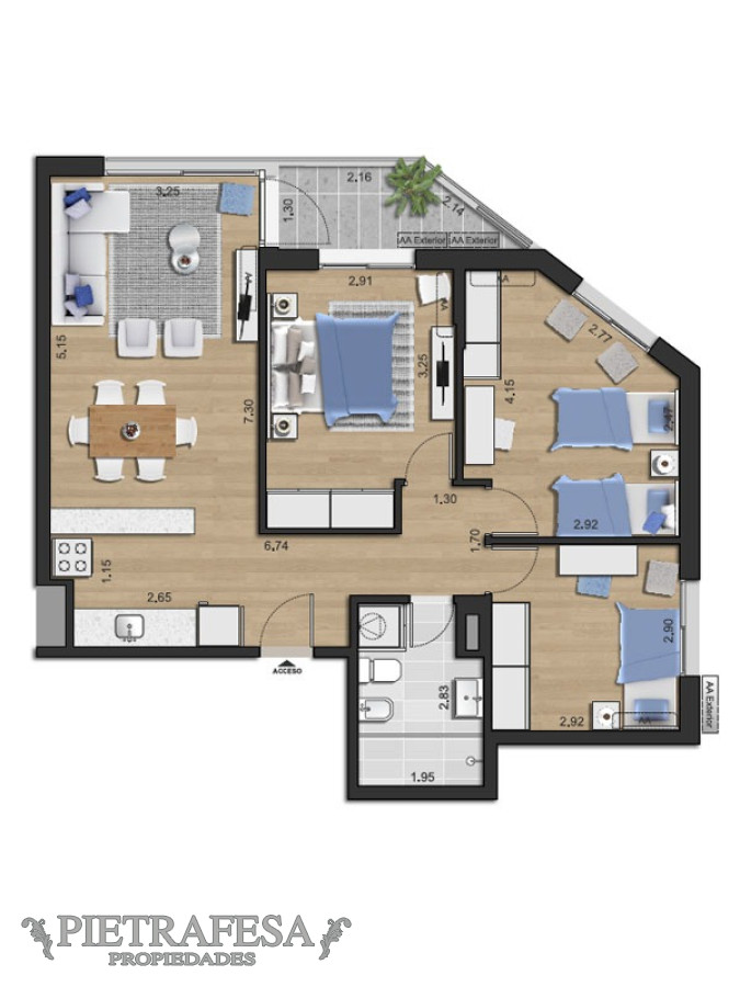 Apartamento ID.5554 - Apartamento en venta a estrenar 3 dormitorios 1 baño y terraza- La Paz- Tres Cruces