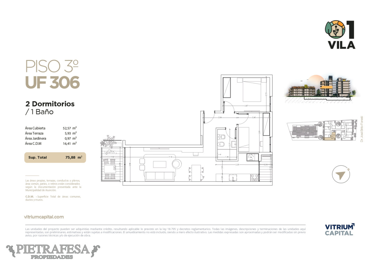 Apartamento ID.7916 - Apartamento 2 dormitorios, 1 baño y terraza, a estrenar- Brito Foresti -Parque Batlle