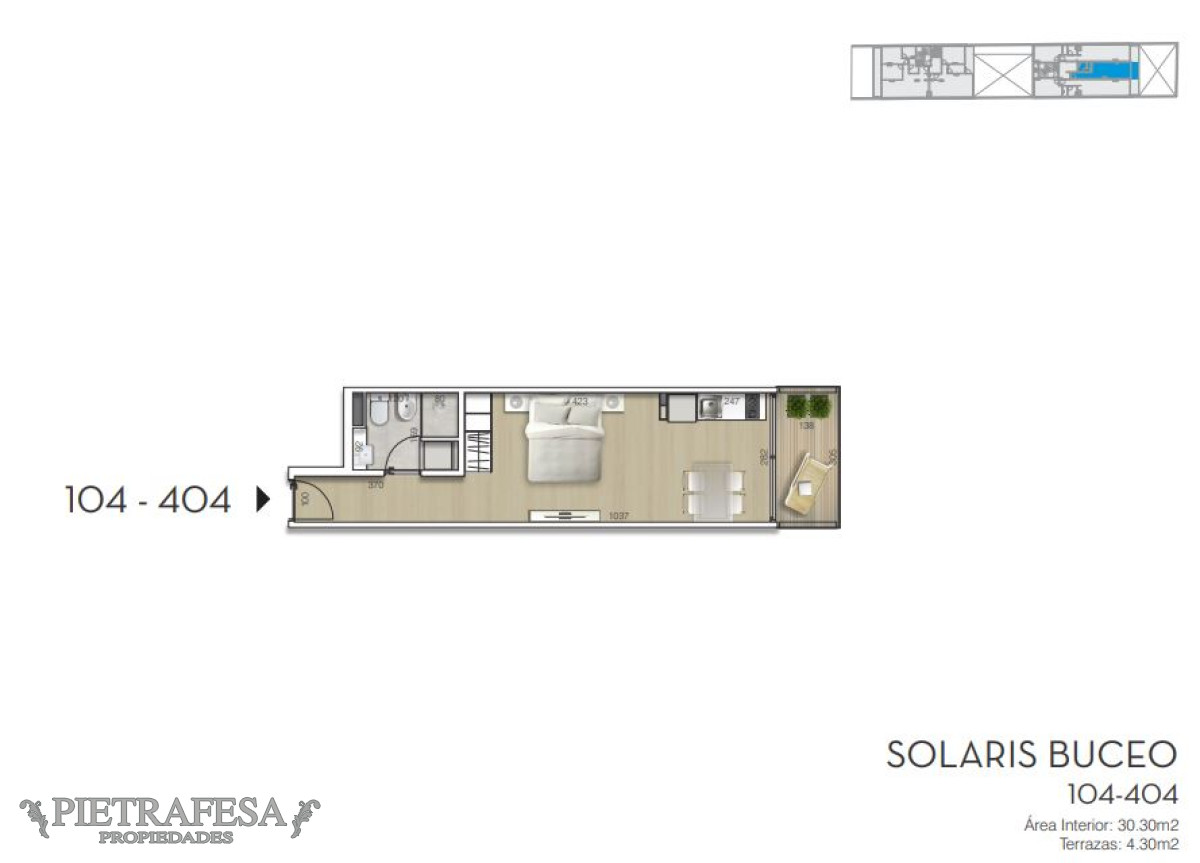 Apartamento ID.10576 - Monoambiente a estrenar con terraza -Buceo