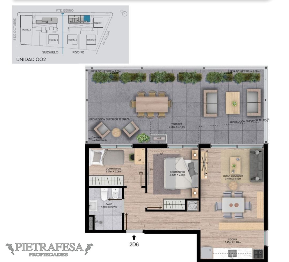 Apartamento ID.5791 - Apartamento a estrenar 2 dormitorios, 1 baño y terraza- Pte. Berro- Parque Batlle