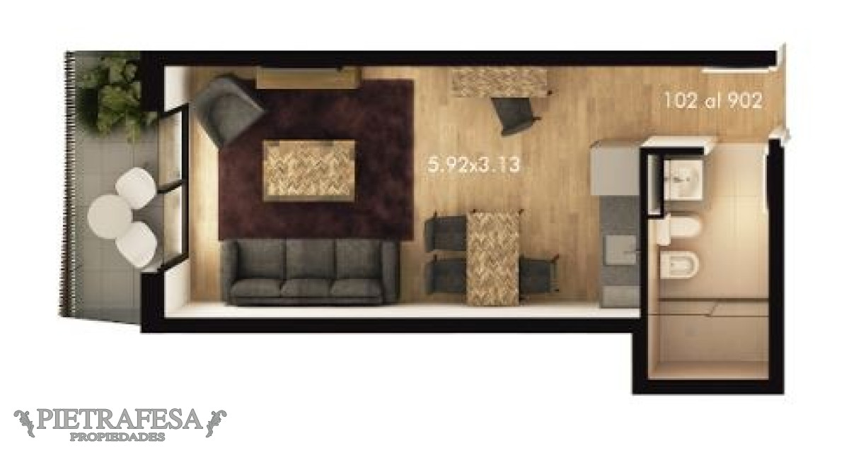 Apartamento ID.12067 - Monoambiente a estrenar con terraza -Pocitos