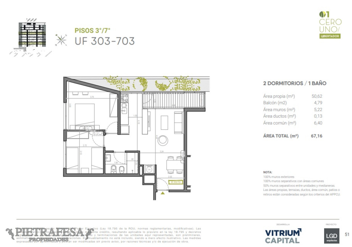 Apartamento ID.7666 - Apartamento en venta a estrenar 2 dormitorios 1 baño y terraza - Av. Libertador - Aguada