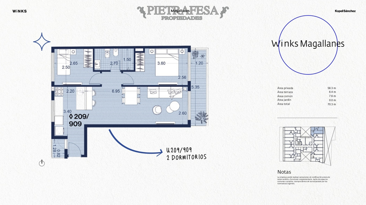 Apartamento ID.8482 - Apartamento a estrenar, 2 dormitorios, 1 baño y terraza-Magallanes- Palermo