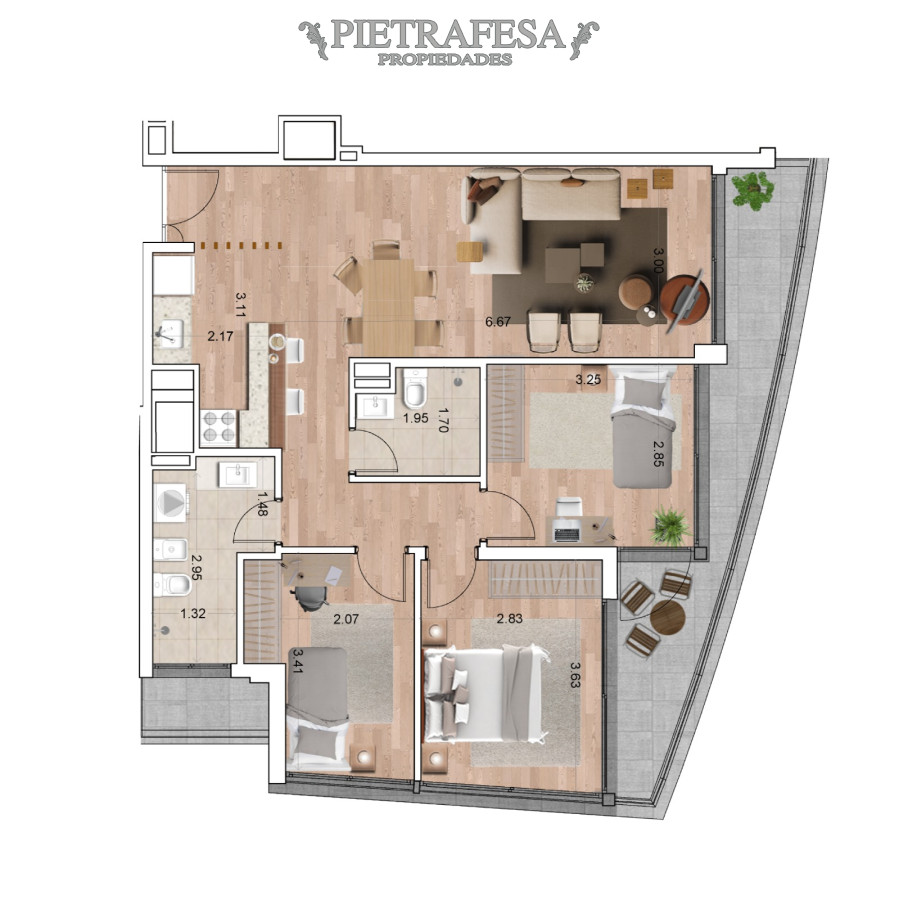 Apartamento ID.6399 - Apartamento en venta a estrenar 3 dormitorios, 2 baños y cochera con terraza- Av. de las Américas-Carrasco