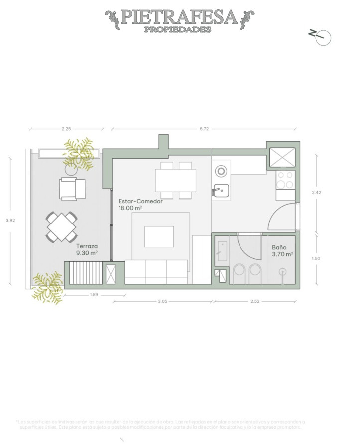 Apartamento ID.5248 - Monoambiente a estrenar con terraza con parrillero- Joaquín Requena- Cordón