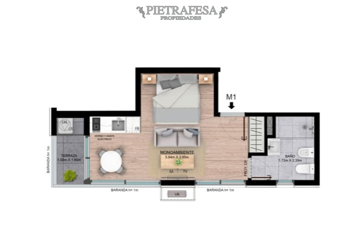 Apartamento ID.13898 - Monoambiente a estrenar con terraza- Tres Cruces