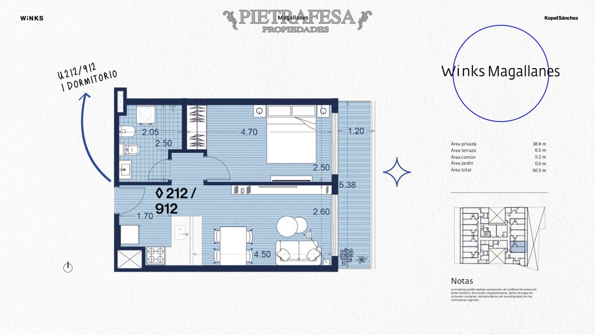 Apartamento ID.8479 - Apartamento a estrenar, 1 dormitorio, 1 baño y terraza-Magallanes- Palermo