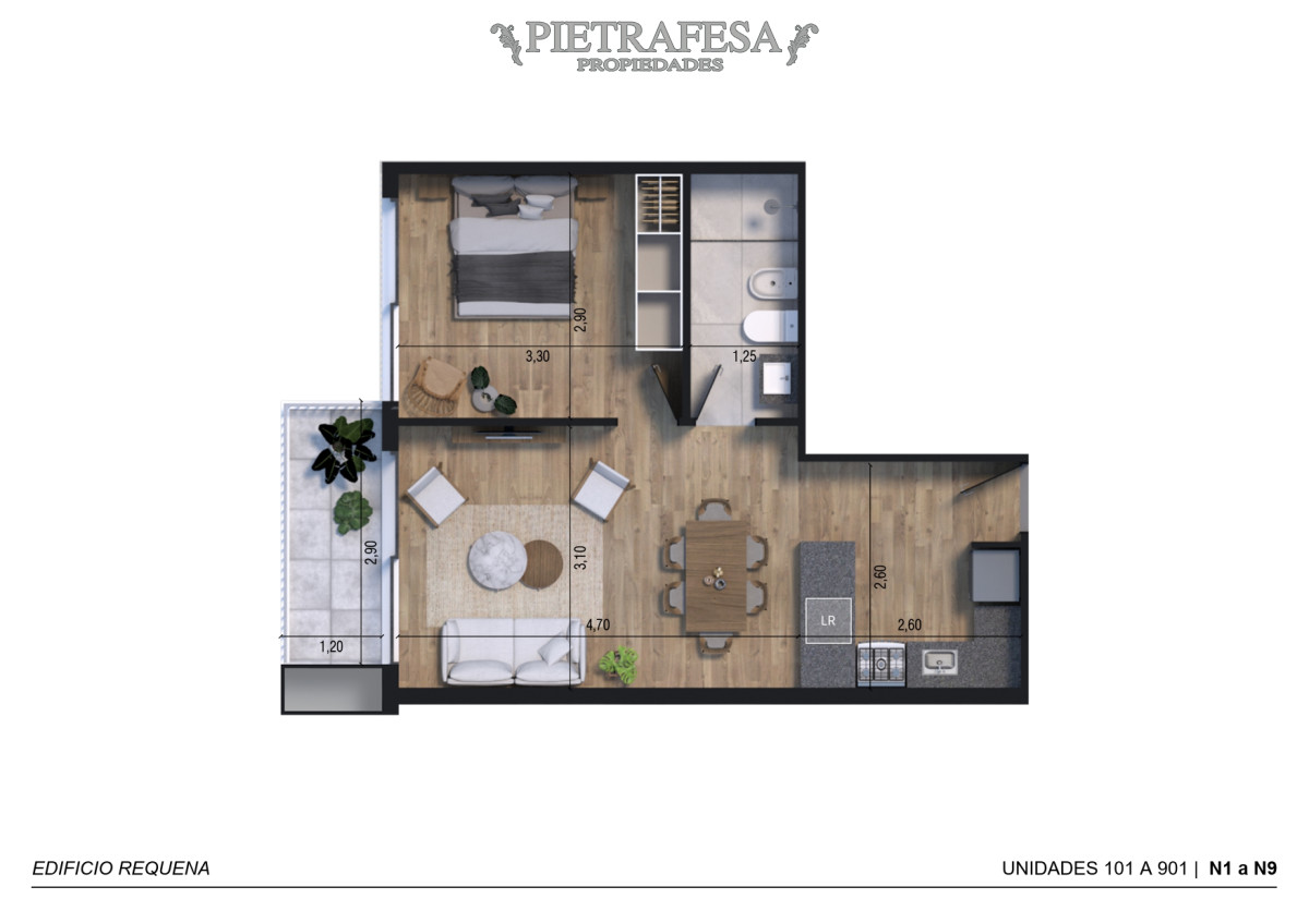 Apartamento ID.10205 - Apto a estrenar 1 dormitorio, 1 baño y terraza-Cordón